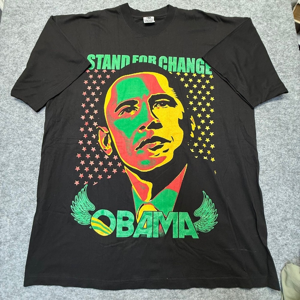 Pro Team Obama Stand for Change 3XL Tall Black Rasta Graphic Tee